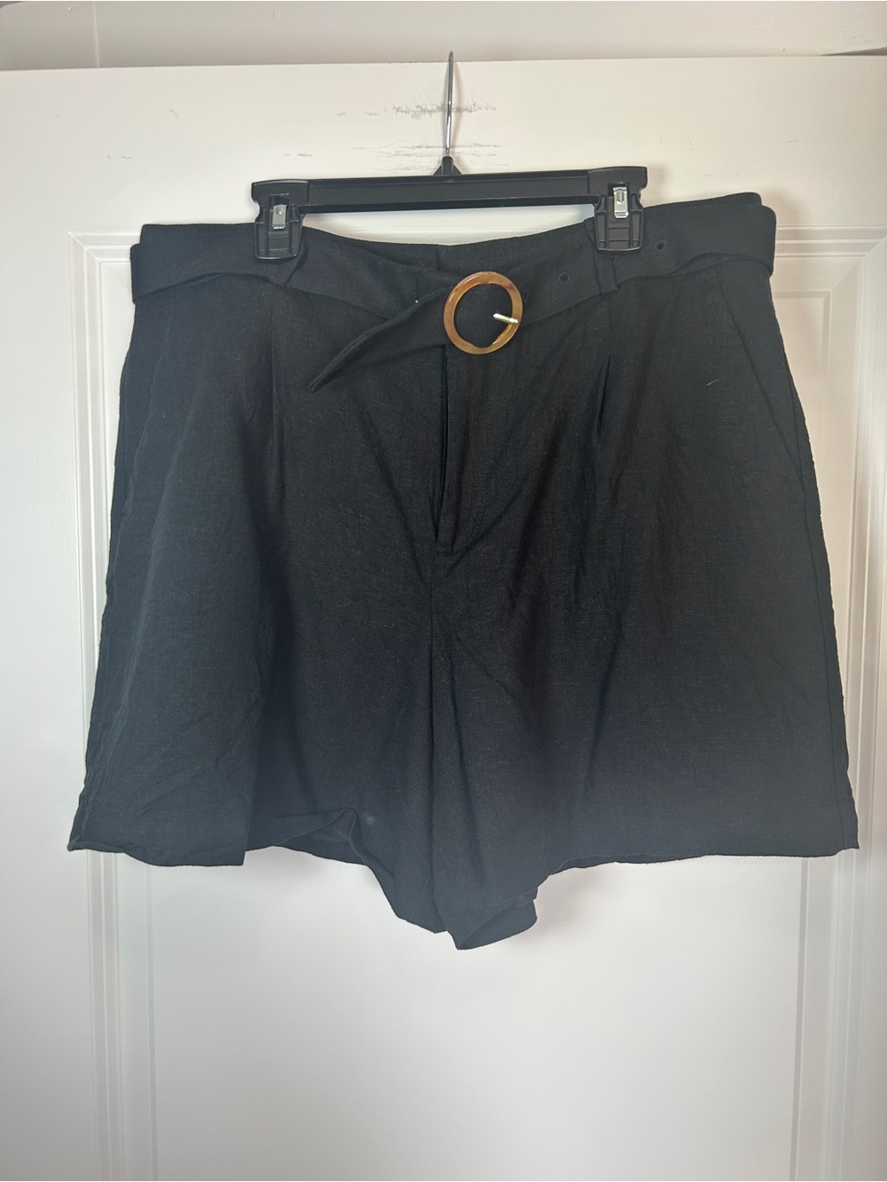 J. Crew Black High-Rise Belted Bermuda Shorts